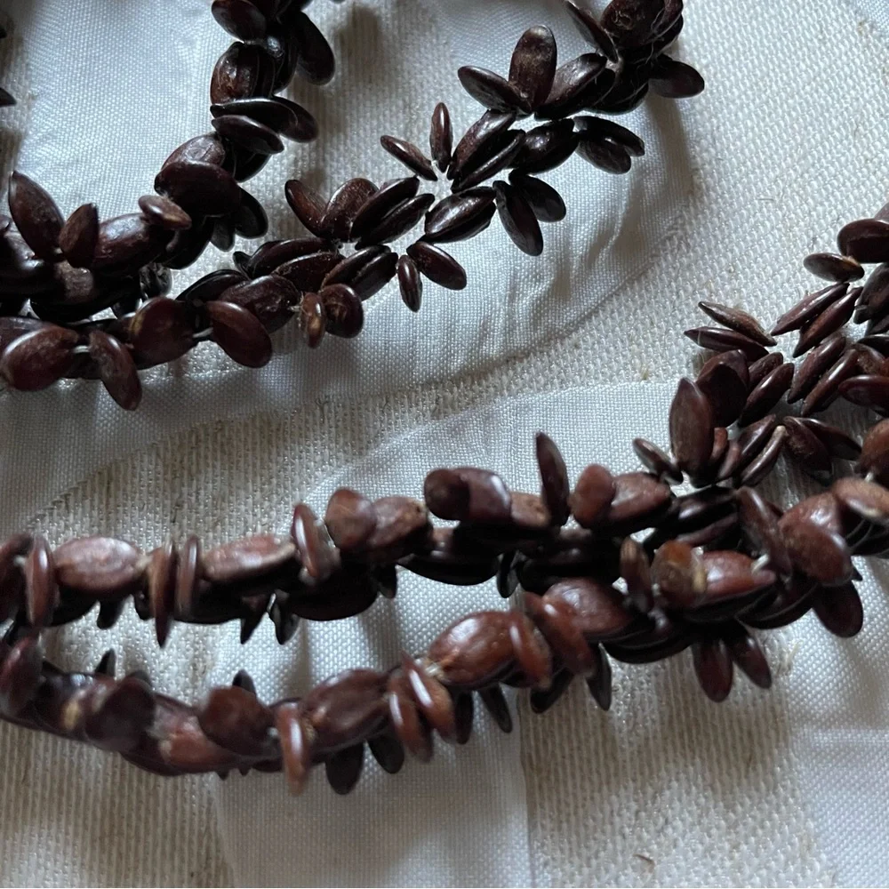 Natural brown Watermelon Seeds Long Necklace‎ Eco-Friendly vintage hand strung